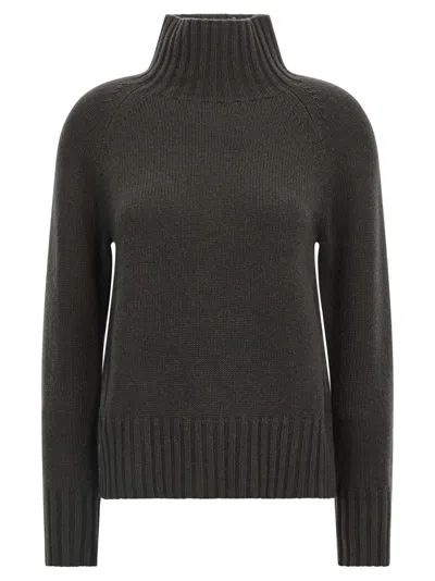 Max Mara Wool And Cashmere Yarn Polo-neck Sweater In Black