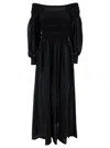 Max Mara Off The Shoulder Wool Dress In Black