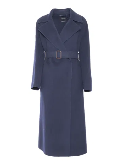 Max Mara Manu Navy Coat In Blue