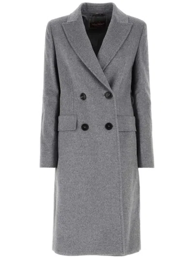 Max Mara Manuel Double-breasted Virgin Wool Coat In Grey