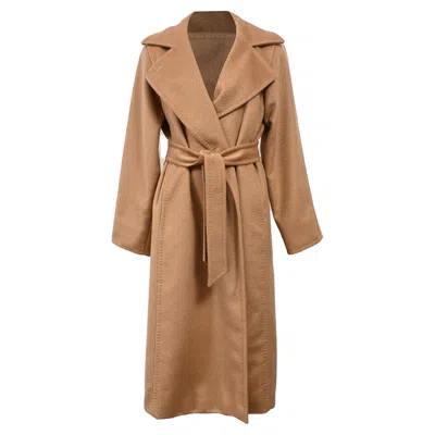 Max Mara Manuela Belted Coat In Brown Camel Hair