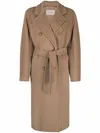 Max Mara Madame Belted Long Coat In Neutral