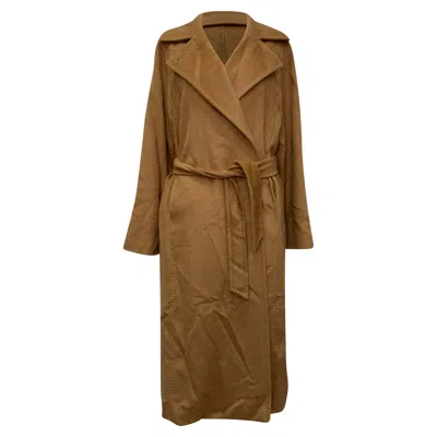 Max Mara Manuela Belted Notched-lapel Coat In Beige Camel Hair In Brown