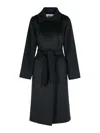 Max Mara Belted Waist Long Sleeve Camel Coat In Black