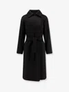 Max Mara Manuela Belted Wool Jersey Midi Coat In Black