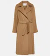 Max Mara Long Wool And Alpaca Coat In Brown
