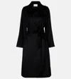 Max Mara Manuela Camel Hair Wrap Coat In Black