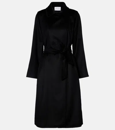 Max Mara Manuela Camel Hair Wrap Coat In Black