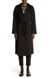 Max Mara Manuela Camel Hair Wrap Coat In Black/ Black