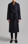 Max Mara Manuela Camel Hair Wrap Coat In Blue