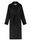 Max Mara Manuela Camel Sable Long Robe Coat In Black