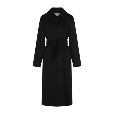 Max Mara Manuela Belted Wool Jersey Midi Coat In Blue
