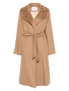 Max Mara Belted Notched-lapel Coat In Brown