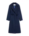 Max Mara Lapel Long-sleeved Belted Coat In Blue