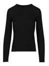 Max Mara Marabu Pailletes Ribbed Wool-silk Crewneck Knitwear Black In Black