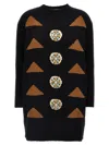 Max Mara Intarsia Wool And Cashmere Dress In Black