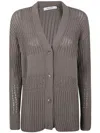 Max Mara Longline V-neck Sheer Knit Cardigan In Beige