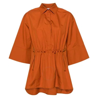 Max Mara Loose-fitting Cotton Poplin Shirt In Brown