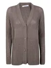 Max Mara Longline V-neck Sheer Knit Cardigan In Neutrals