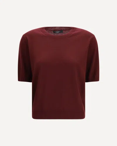 Max Mara Marea Wool T-shirt In Burgundy