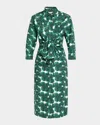 Max Mara Maremma Floral Waist-tie Midi Shirtdress In Green