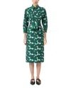 Max Mara Maremma Floral Waist-tie Midi Shirtdress In Green