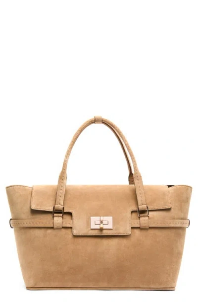 Max Mara Margaux Soft Suede Tote In Beige