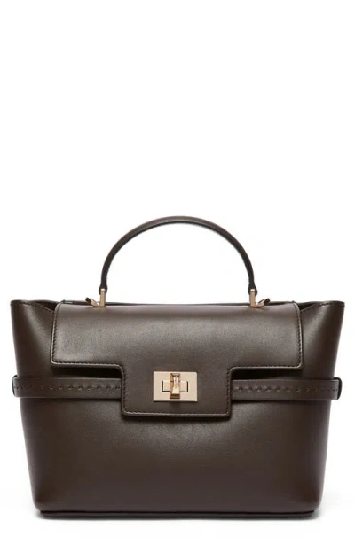 Max Mara Margy Leather Top Handle Bag In Dark Brown