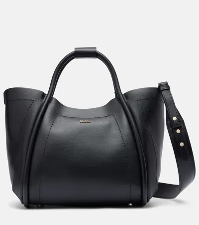 Max Mara Marin Medium Leather Tote Bag In Black