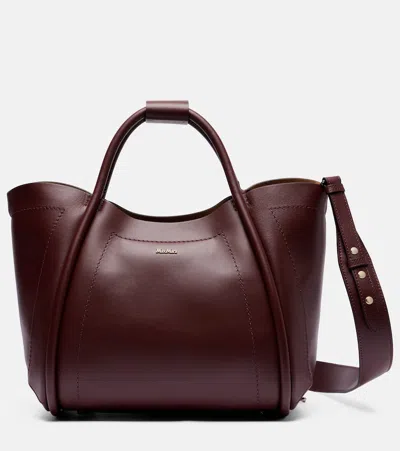 Max Mara Marin Medium Leather Tote Bag In Burgundy
