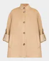 Max Mara Virgin Wool And Cashmere Cape Wih Pockets On The Front In Camel