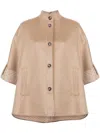 Max Mara Virgin Wool And Cashmere Cape Wih Pockets On The Front In Neutrals