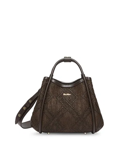 Max Mara Marine Extra Small Basketweave Handbag In Brown