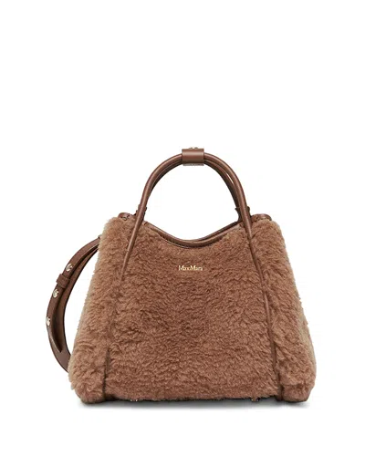 Max Mara Marine Extra Small Camel Blend Teddy Handbag In Brown