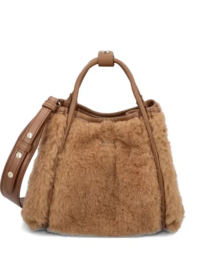 Max Mara Marine Fur Tote Bag In Brown