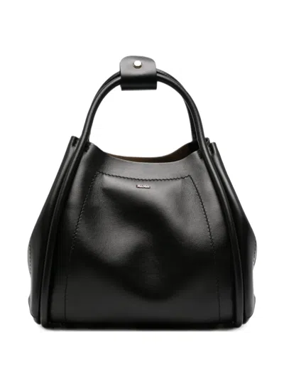 Max Mara Marine Leather Bucket Bag In Black