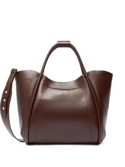 Max Mara Marine Leather Shoulder Bag In Brown