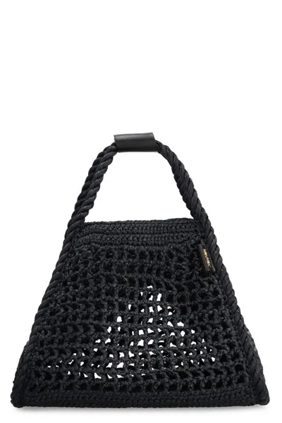 Max Mara Marine Raffia Handbag In Black