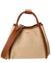 Max Mara Marine Small Leather-trim Tote In Brown