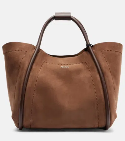 Max Mara Marine Small Suede Tote Bag In Brown