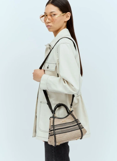 Max Mara Marine Stripe Tote Bag In Beige