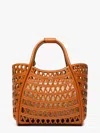 Max Mara Marines Weaving Perforated Leather Handbag With Internal Clutch In Brown