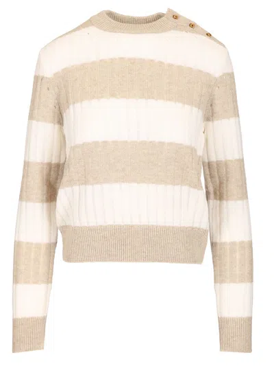 Max Mara Marinière Style Sweater In Nude