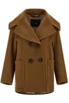 Max Mara Mario Double-breasted Lapel Collar Coat In Brown