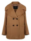 Max Mara Mario Double-breasted Lapel Collar Coat In Brown
