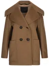 Max Mara Mario Oversized Pea Coat In Brown