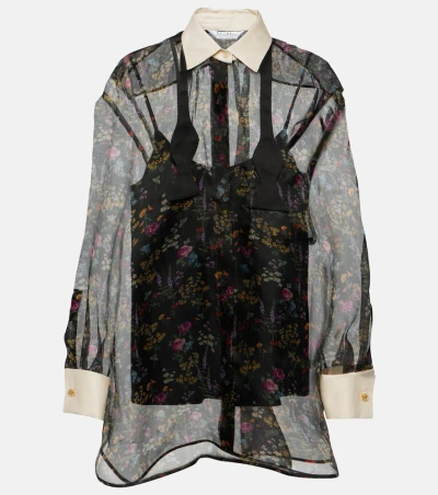 Max Mara Marocco Floral Organza Shirt In Black