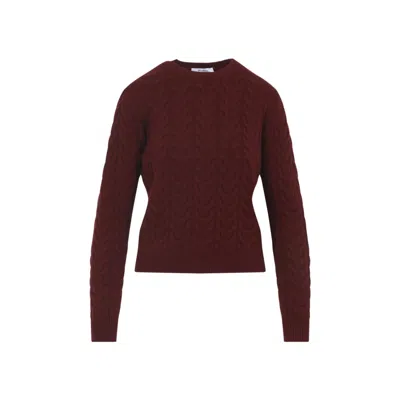 MAX MARA MAROON CABLE KNIT SWEATER