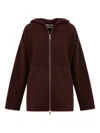 Max Mara Maroon Solid Hood Sweatshirt In Brown