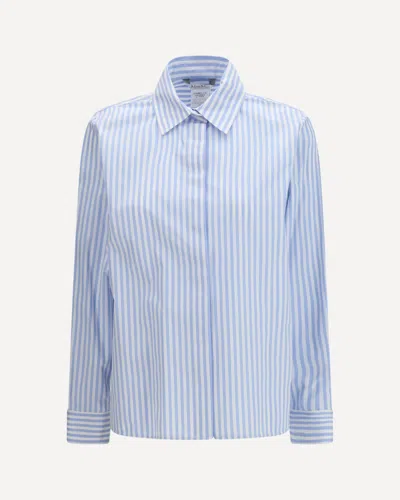 Max Mara Long Sleeve Striped Shirt Buttoned Cuffs In Blue